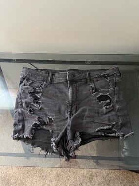 American Eagle Outfitters Black Distressed Denim Cutoff Shorts